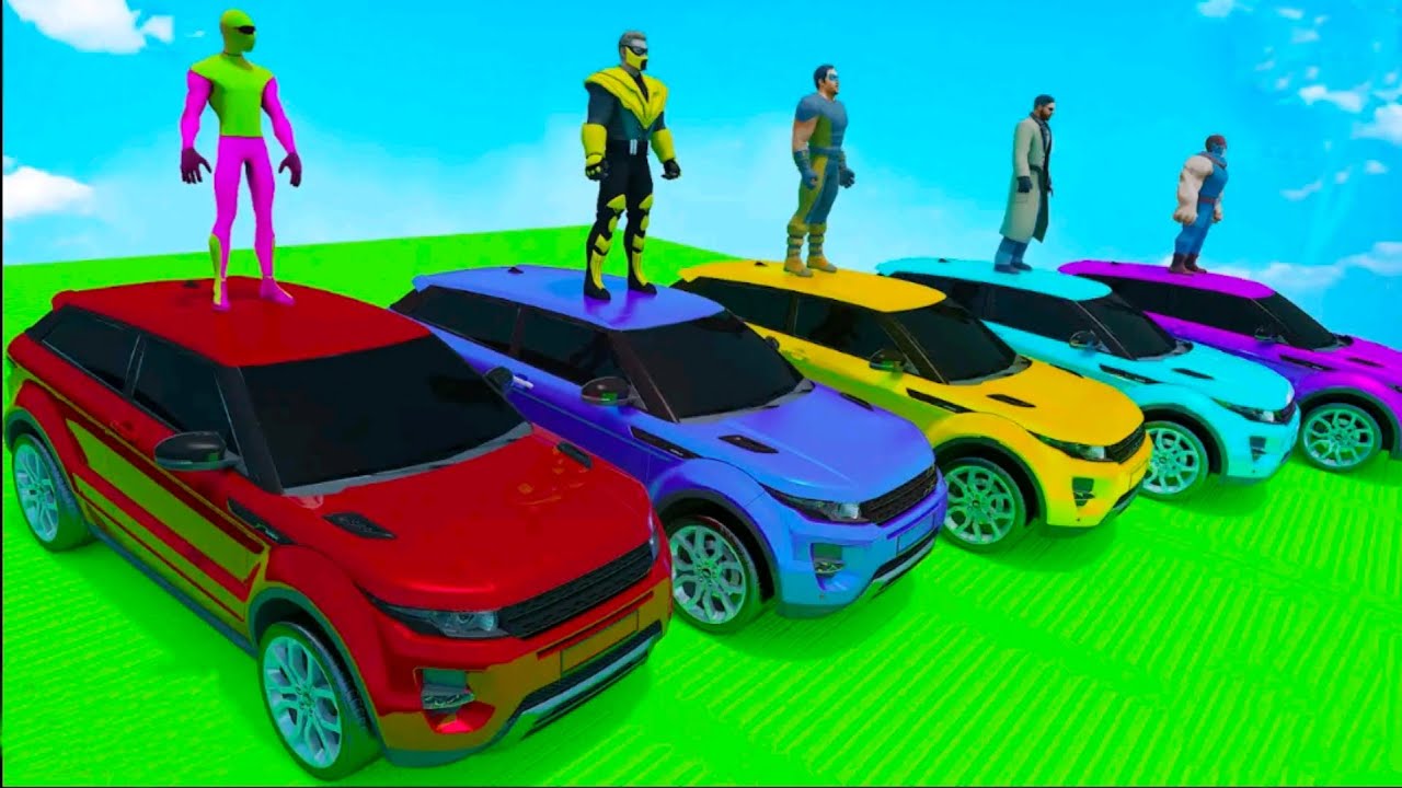 GTA V Epic New Stunt Race For Car Raching Challenge Boats Car Motorcycle With All Super Heroes