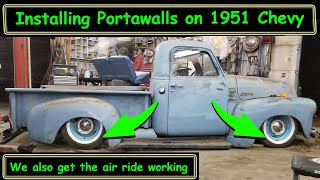 51 Chevy pickup update I show how I install portawalls to get whitewall tires on the cheap.