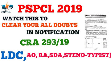 PSPCL NEW RECRUITMENT 2019 ||CLEAR YOUR ALL DOUBTS || CRA 293/19 || LDC,AO,SDA,STENO TYPIST