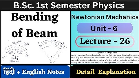 Bending Moment of Beam | BSc 1st Semester Physics | Unit-6 | L-26 | Bending of Beam 