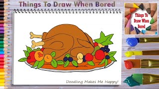 How To Draw A Simple Turkey For Thanksgiving | Draw A Turkey Easy Step By Step For Beginners