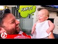 Daddy Tell Baby Say Hi and The Baby Loudly Farts - Funny Baby and Daddy Moments - Funny Pets Moments