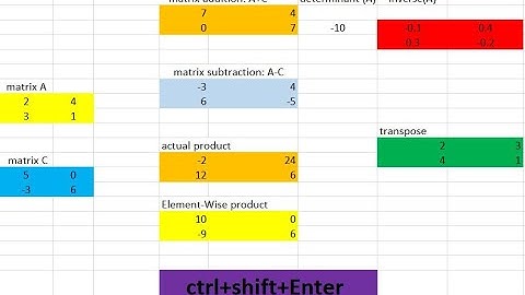 Excel: Arrays and Matrices