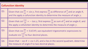 Equivalent Trigonometric Ratios with Cofunction Identity and Reciprocal Ratios MHF4U Anil Kumar