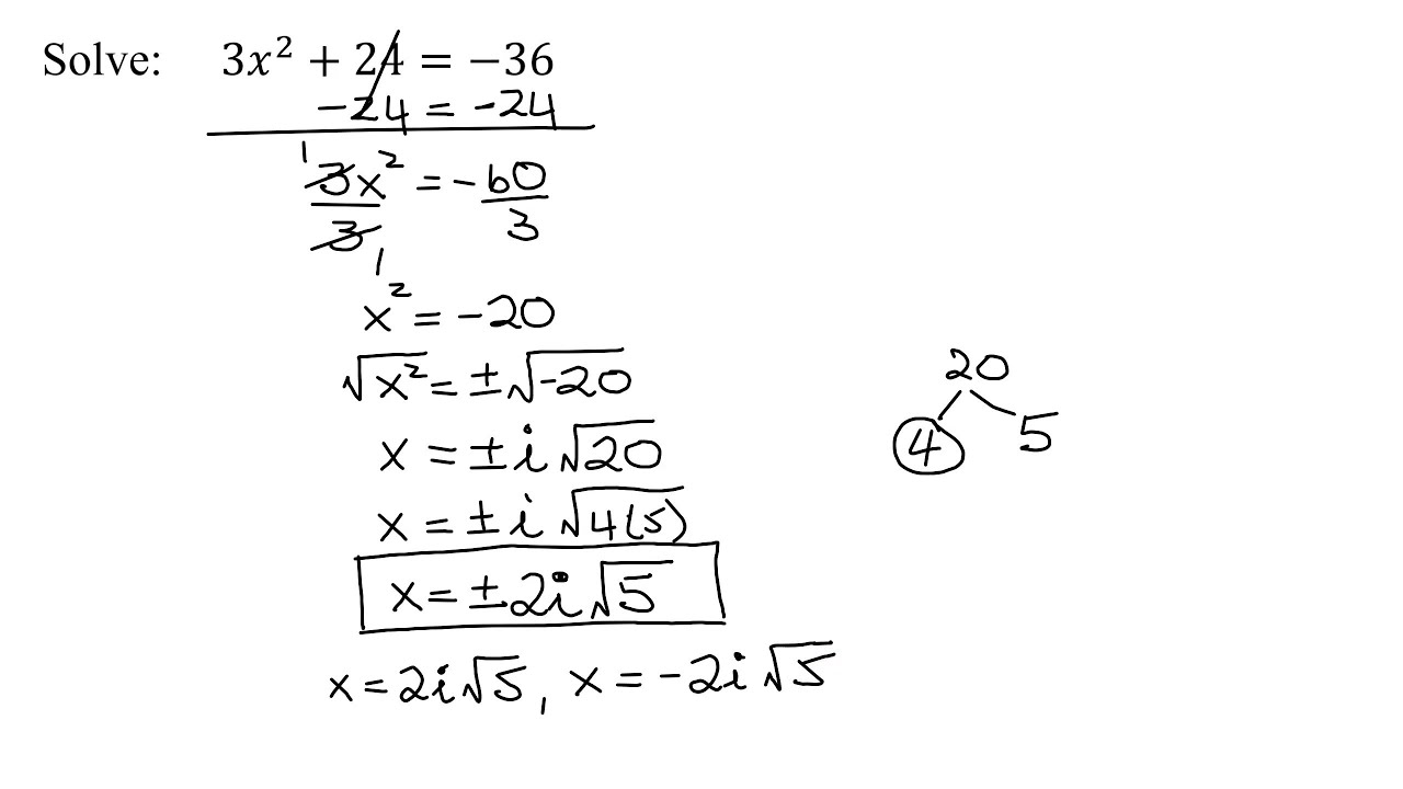 Solve Quadratic Equation Using the Square Root Property (Giving Two ...