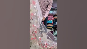 embroidery flower sequence border work net fabrics white colour