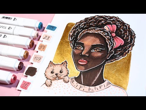 HOW TO DRAW DARK SKIN TONE WITH TOUCH FIVE MARKERS TUTORIAL - YouTube