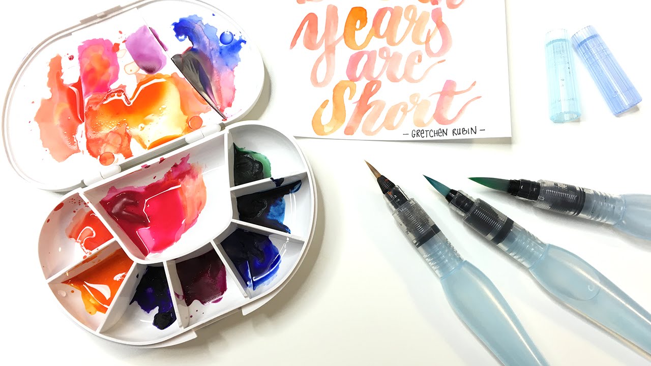 How to Use the Pentel Aquash Water Brush Pen for Watercolor and Brush  Lettering and Calligraphy 