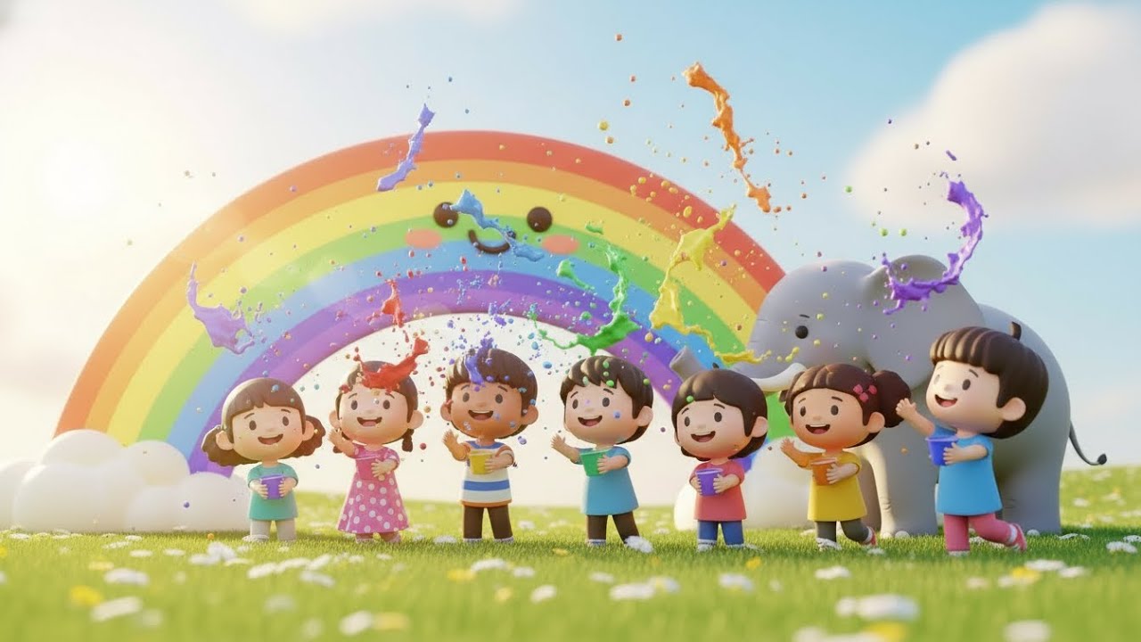 Milk Rainbow Fun! 🥛🌈 Kids Jump & Splash Cartoon Song