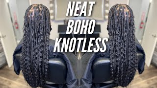 The Neatest Large Boho Knotless Ive Done| I used a different Product