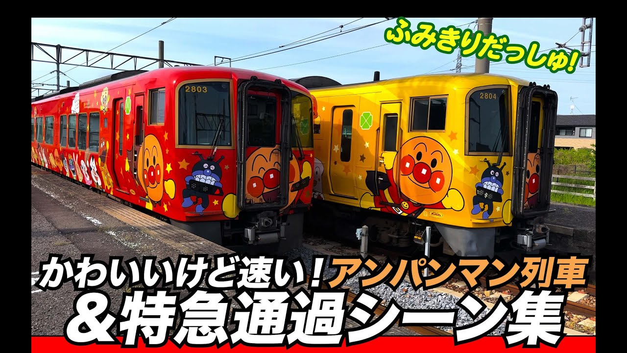 【爆速通過！】人気！アンパンマン列車&四国特急まとめ！高速で駆け抜ける電車達！踏切 アンパンマン電車 JR四国 特急 南風 2700系 気動車 8000系 しおかぜ 家族旅行 観光 train 鉄道