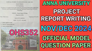 Project Report Writing Model Official Model Question Anna University | OHS352 | PRW #ohs352 #report