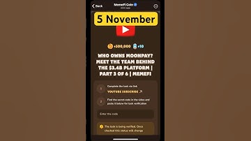 MemeFi youtube video code today 5 November | MemeFi YouTube video secret code today | #crypto
