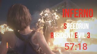 Resident Evil 3 Remake [57:18] SPEEDRUN [INFERNO] [ONE R.L]