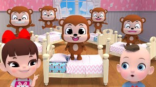 Color Five Little Monkeys Jumping On The Bed English Song Kids Nursery Rhymes Super Lime And Toys