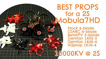 Best propellers 2S Mobula7 HD: Stock vs Gemfan vs HQprop vs LDARC vs BetaFPV (10000KV @ 2S)