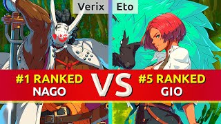 GGST ▰ Verix (#1 Ranked Nagoriyuki) vs Eto (#5 Ranked Giovanna). High Level Gameplay