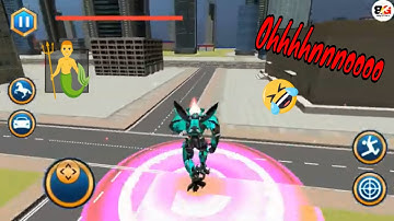 Real PoliceTransform | Robot Unicorn Flying Horse | Flying Green Car