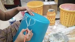 DIY from old Plastic Bucket, Boxes & Bins| Planter, Dustbin, Old Bucket Painting | Best Out of Waste