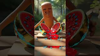 Golden Watermelon Cutting ASMR  Tung Tung Tung Sahur Cuts a Shiny Gold Melon