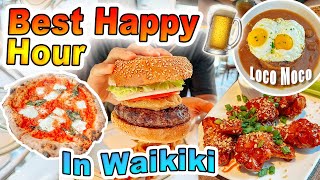 BEST Happy Hour deals in Waikiki Hawaii 2024 (Oahu cheap eats)beers, Pizza, Burger, Loco Moco