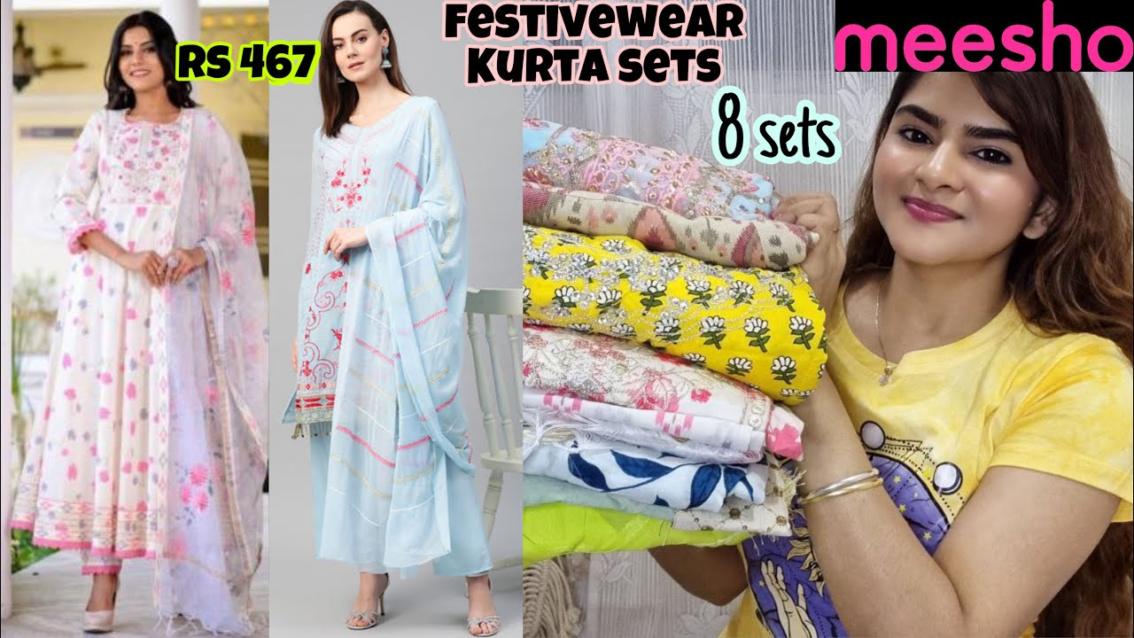 Meesho Kurta set starting Rs 467, Meesho Kurta set haul, Festivewear for  Diwali