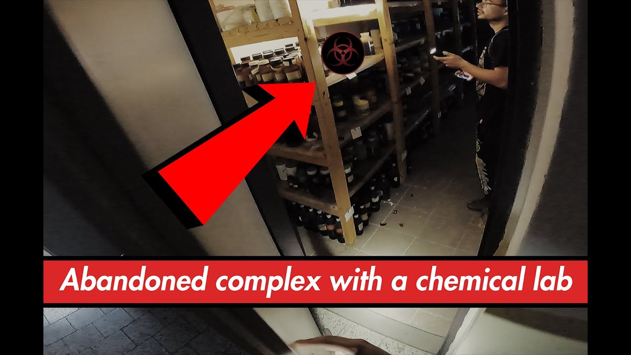 Opustený areál s chemikáliami a labakom