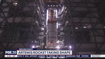 Artemis I boosters stacked at Kennedy Space Center