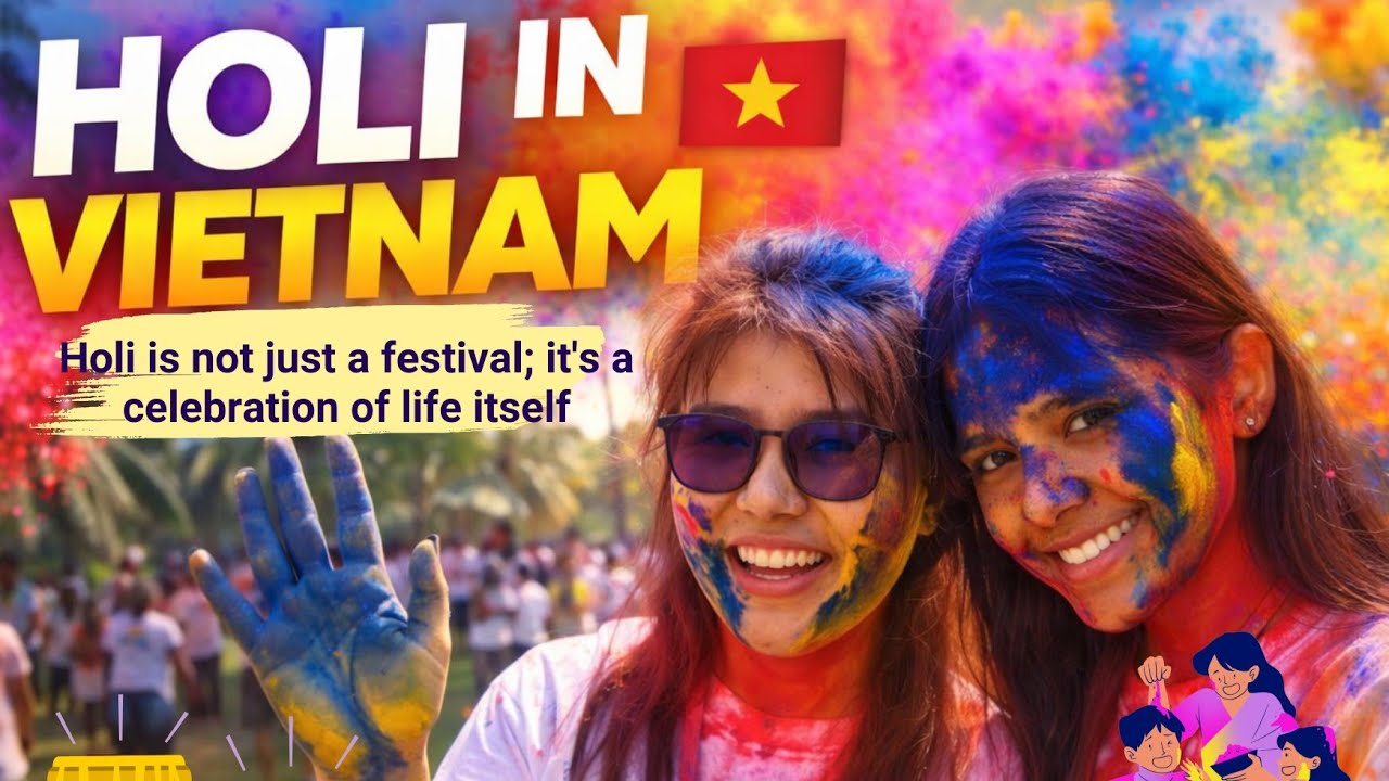 Indians Celebrating Holi in Vietnam 🇮🇳🇻🇳 | Yoga & Colorful Vibes #Holi#HoliFestival#IndiansInVietnam