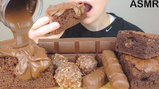 ASMR Nutella Cake, Brownie, Hershey's Golden Almond Bar & Ferrero Rocher [Chocolate Dessert Mukbang]