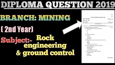 Second year Mining branch Question paper 2019 | Rock engineering and ground control