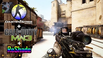 Counter Strike Source - Solo with bots on Mirage(CSGO) - MW3 weapon skins - ReShade