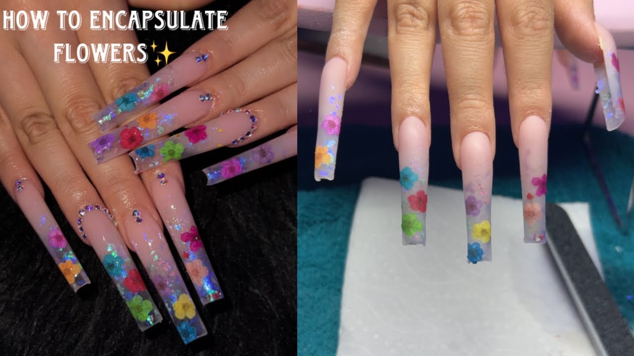 ENCAPSULATED FLOWER NAILS 💘 ACRYLIC NAILS FOR BEGINNERS YouTube