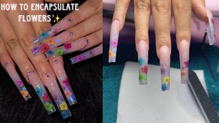 ENCAPSULATED FLOWER NAILS 💘 ACRYLIC NAILS FOR BEGINNERS