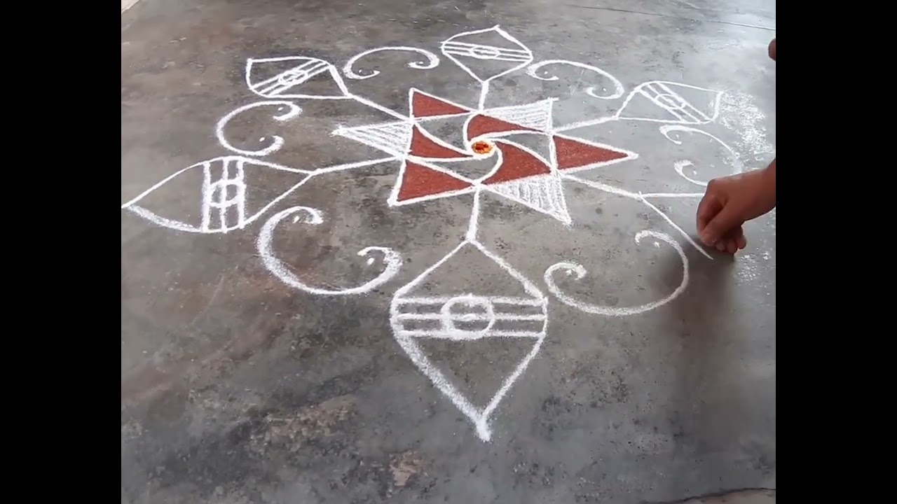7*4 Dots Rangoli/Simple Rangoli with elementary steps /vel design 
