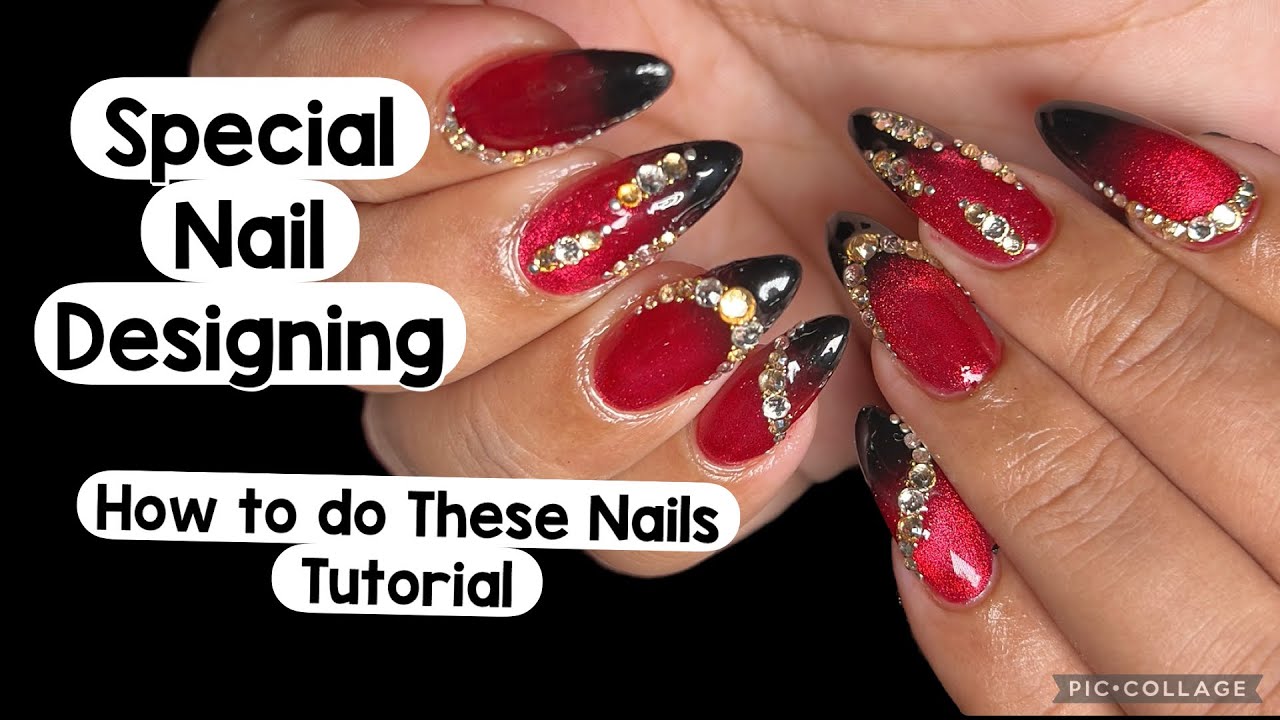 Glossy ❤️Red 🖤Black nails 💅 cat eye gel polish 