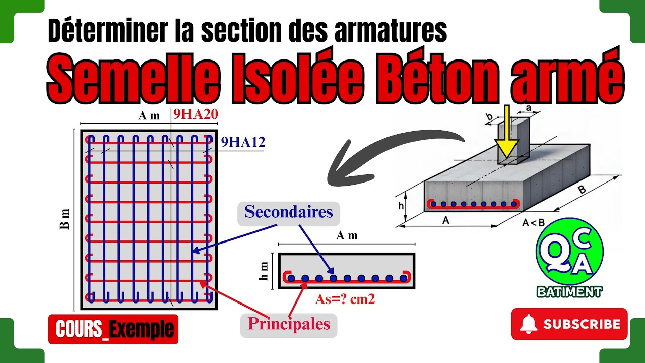 Déterminer les armatures _ Semelle Isolée #qcqabâtiment #structurebâtiment #RDM #CalculStructure