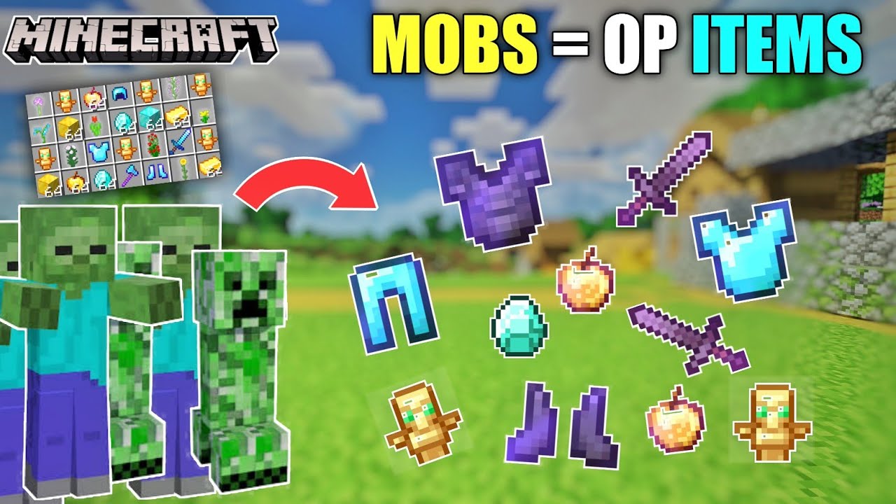 MINECRAFT BUT MOBS DROP EXTREMELY OP ITEMS || BB IS LIVE - YouTube
