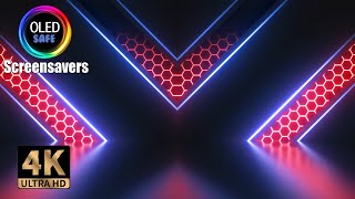 Neon Honeycomb Abstract - Multi Color - (No Sound) 11 Hours - 4K - Oled Safe