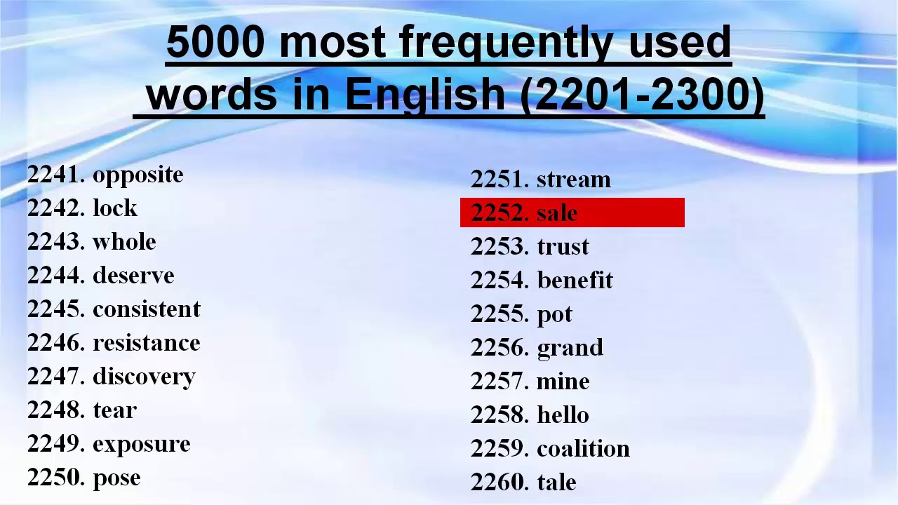 5000 most frequently used words in Еnglish (2201-2300) - YouTube
