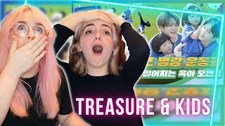 TEUMES React to TREASURE MAP Episode 47 (treasure   sports   kids = the best) | Hallyu Doing