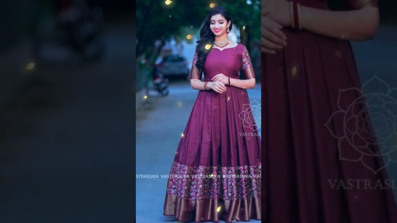 latest frock design with old pattu saree 