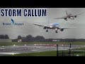 BRISTOL AIRPORT DURING STORM CALLUM | DIRECT CROSSWIND!  SIDEWAYS LANDINGS, GO AROUNDS...(WITH ATC)