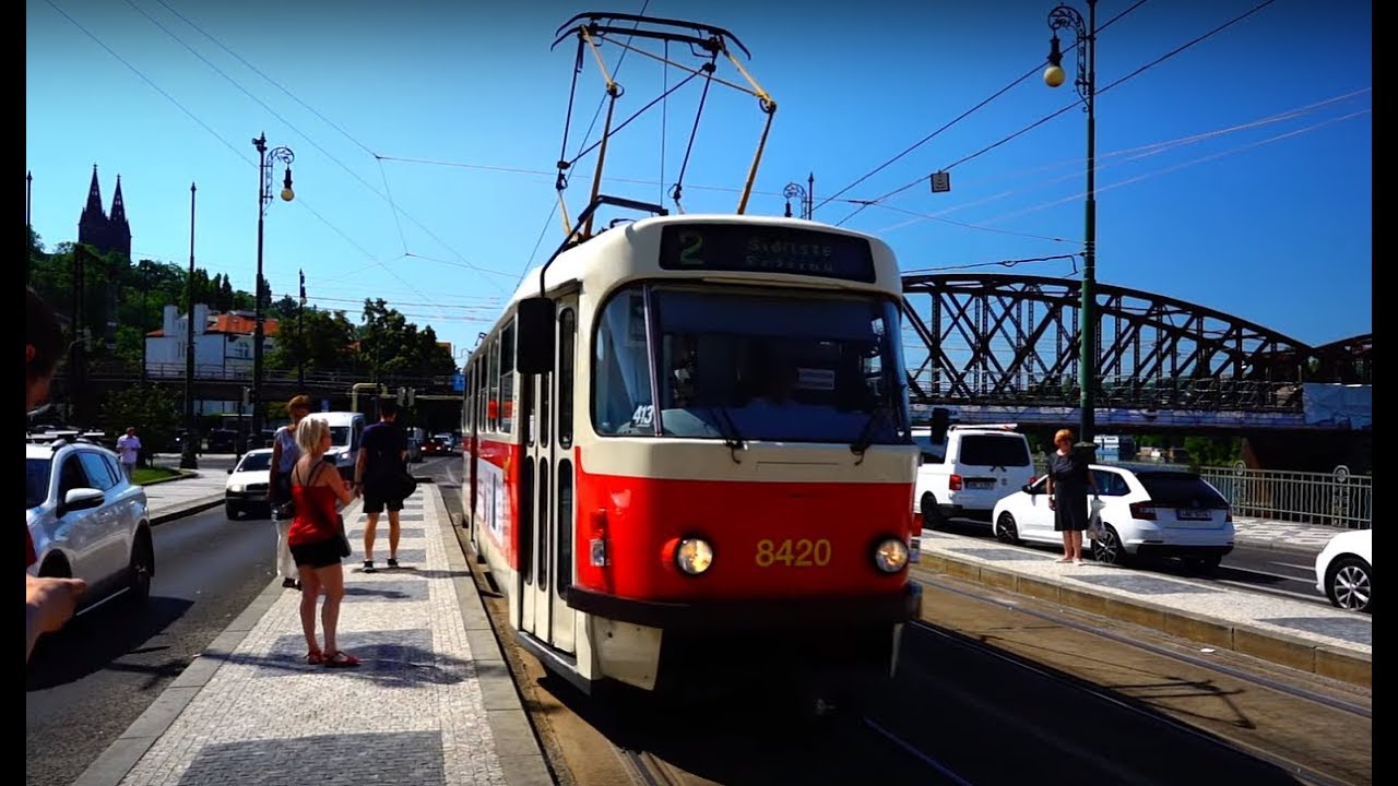 Czech Republic, Prague, tram 2 ride from Výtoň to Chotkovy Sady