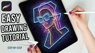 Neon Art in Procreate:  Draw a Neon Portrait from a Reference Photo screenshot 4
