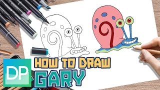 Drawpedia How To Draw Gary From Spongebob Squarepants - Step By Step Drawing Tutorial