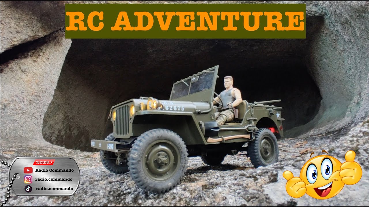 RC US Army Jeep Willys exploring the mysterious cave FMS Rochobby 
