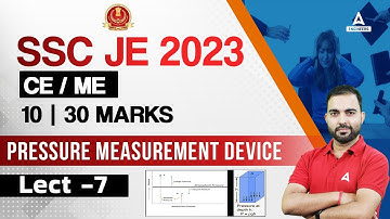 SSC JE 2023 Preparation | SSC JE Fluid Mechanics lecture | Pressure measurement device| By RK Sir