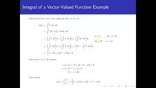 Integral of a Vector-Valued Function Example