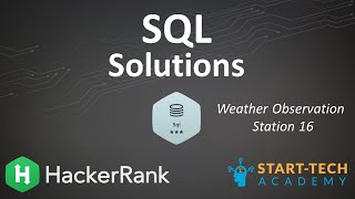 Celebrity Hackerrank Weather Observation Station 16 solution | Start-Tech Academy Profile